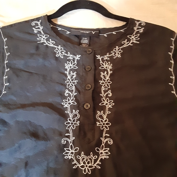 Venezia black silk blend embroidered tunic 14/16 - Picture 5 of 8
